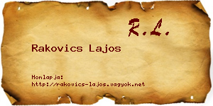 Rakovics Lajos névjegykártya